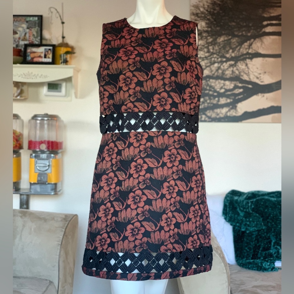 TOPSHOP Cut Out Tapestry Mini Dress